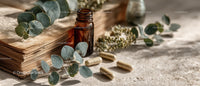 Herbal Remedies and Organic Supplements with Eucalyptus and Herbal Capsules