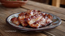Crispy Bacon and Cheese Pizza Slices on Rustic Wooden Table