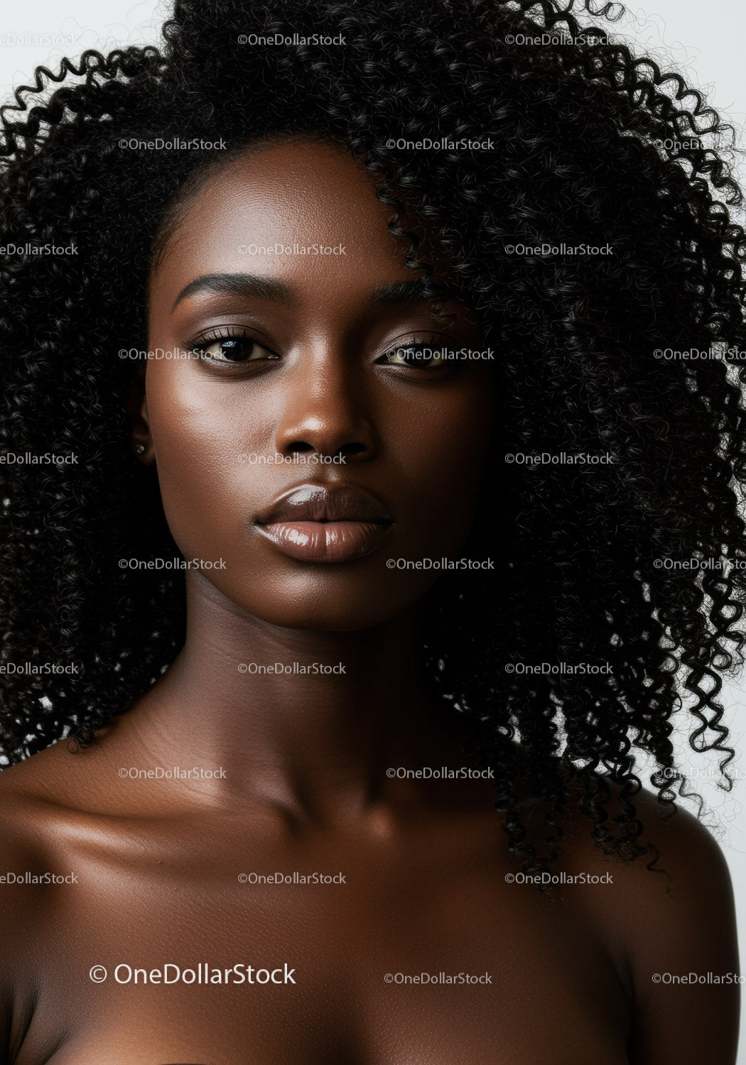 Elegant Black Woman with Curly Hair in a Beauty Portrait