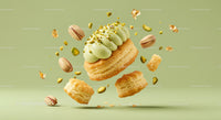 Puff Pastry with Pistachio Cream and Nuts Floating