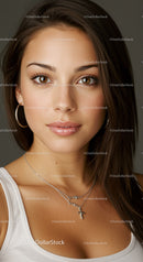 Close-up portrait of a young woman with brown hair