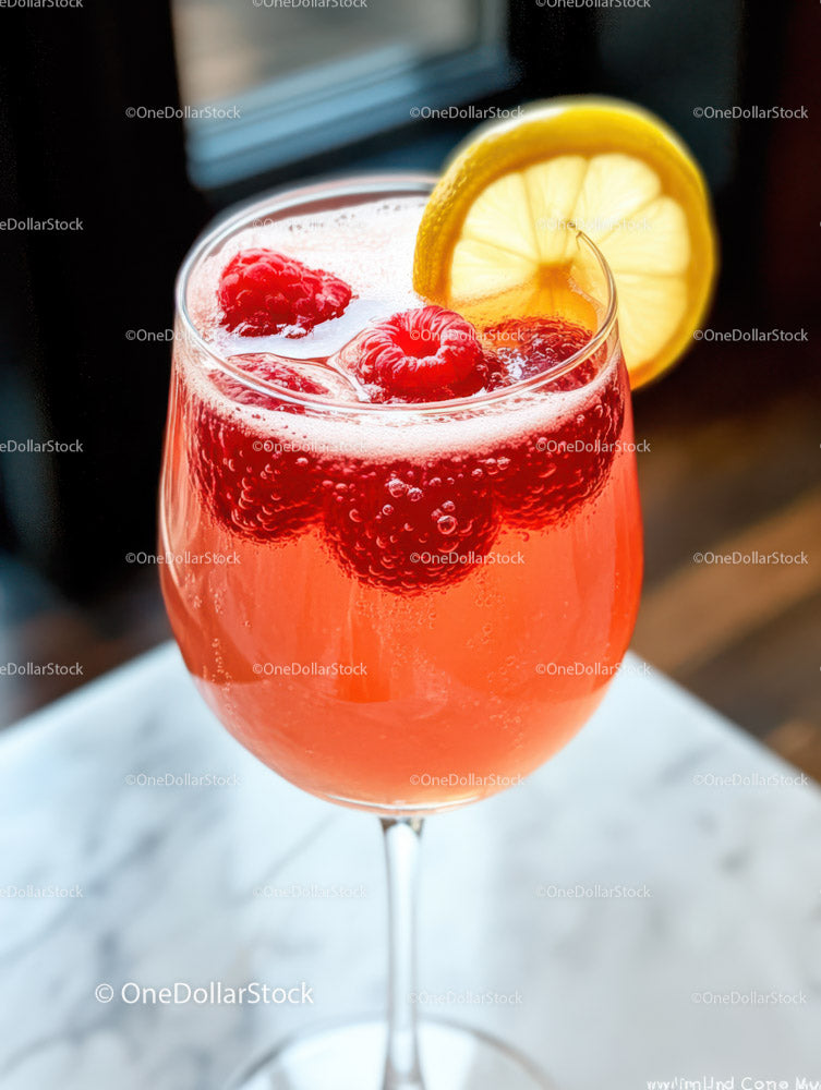 Vibrant Raspberry Lemon Spritz in Elegant Glass Highball