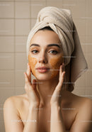 Young Woman Applying Facial Peeling Mask for Skin Rejuvenation