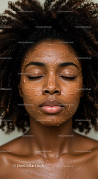 Close-Up of a Woman with Curly Hair Applying Facial Mask for Skin Care