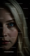 Close up portrait of woman with striking blue eye