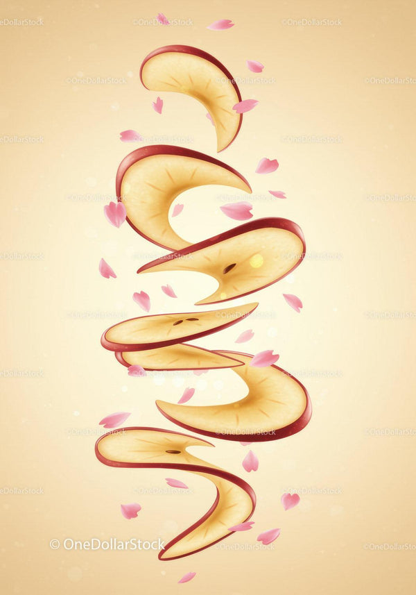 Floating Apple Slices with Delicate Pink Petals
