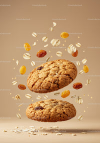 Oatmeal raisin cookies with floating oats and raisins