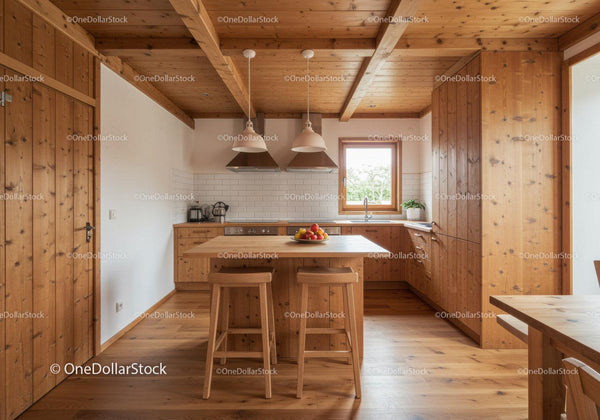 Cozy Rustic Kitchen with Wooden Cabinets and Modern Design