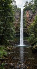 Serene waterfall cascading into forest pool