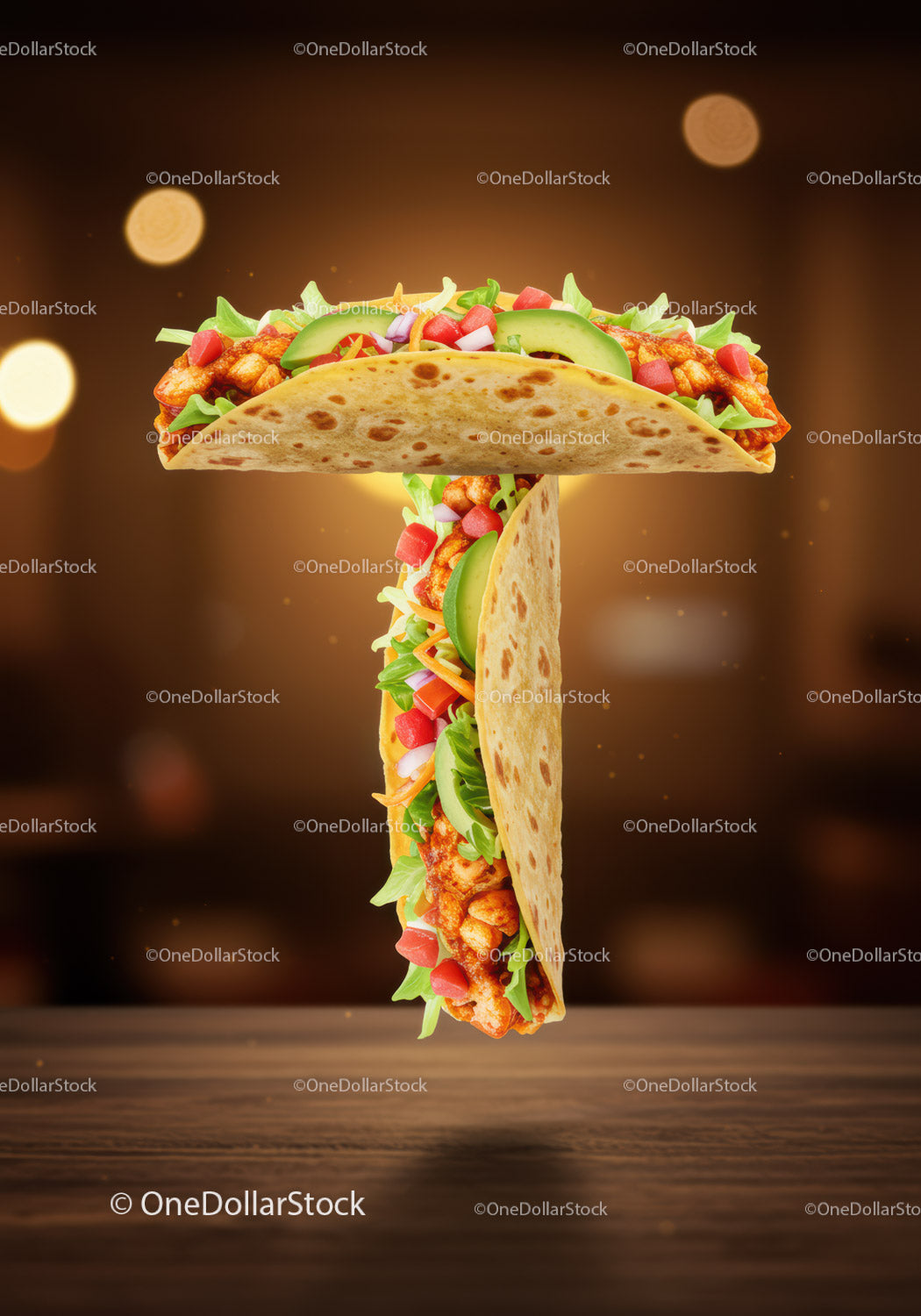 Taco w kształcie litery T ze świeżymi składnikami