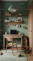 Cozy Children's Room with Wooden Furniture and Playful Decor
