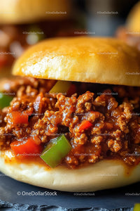 Juicy Ground Beef Burger with Bell Peppers and Soft Bun