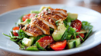 Fresh Grilled Chicken Salad with Cherry Tomatoes and Avocado