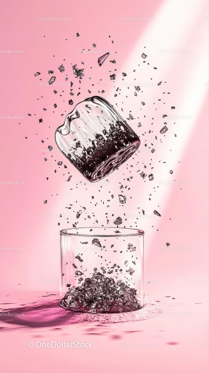 Glass Shattering in Mid-Air with Flying Fragments