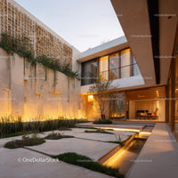 Modern Contemporary House with Large Windows and Elegant Landscape