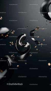 Abstract Black Liquid Bubble with Gold Particles for Luxury Design