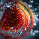 Close-up of Juicy Ripe Strawberry with Water Splash
