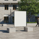 Blank outdoor billboard in modern urban plaza setting