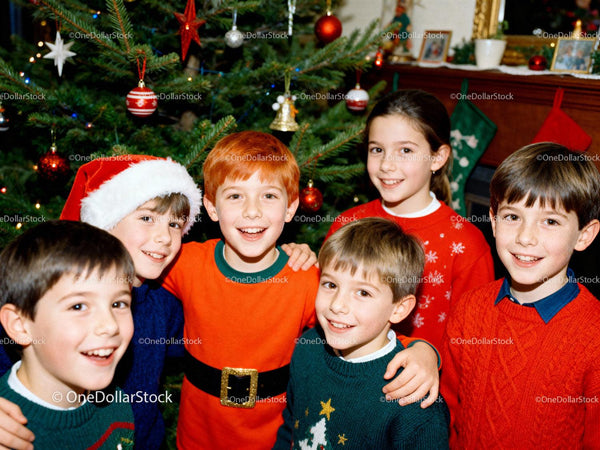 Group of Children Celebrating Christmas Together