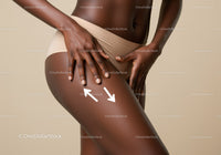 Close-Up of Woman's Legs Applying Skin Moisturizer with Skincare Products