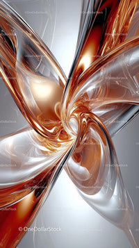 Abstract Metallic Swirl with Platinum and Copper Tones for Modern Design