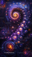 Vibrant Glowing Spiral Cosmic Fractal Art for Tech and Creative Design