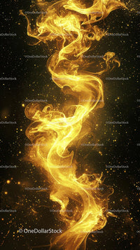 Elegant Golden Flame Swirling with Sparks in Abstract Fire Scene