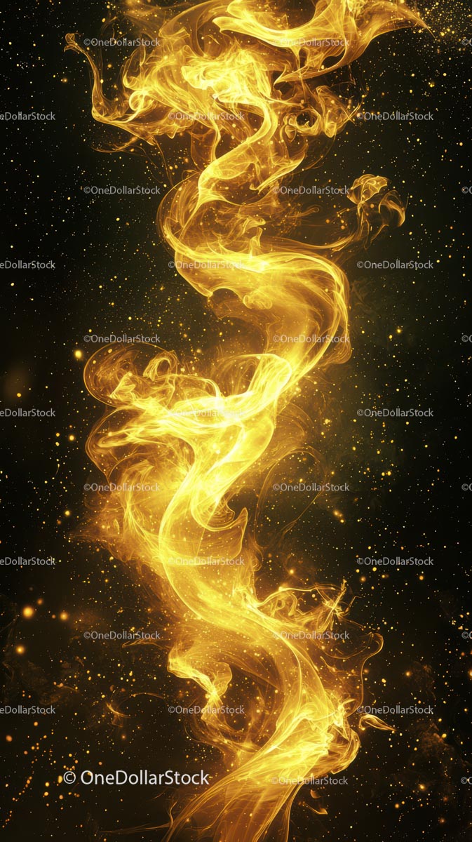 Elegant Golden Flame Swirling with Sparks in Abstract Fire Scene