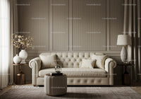 Elegant beige sofa in classic living room interior
