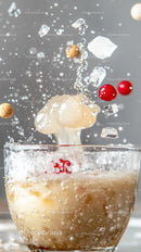 Cold Fizzy Drink Splash with Bubbles and Ice Cubes