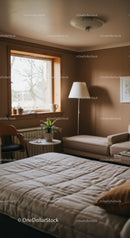 Cozy Bedroom with Natural Light and Warm Neutral Decor
