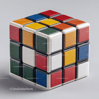 Colorful Rubik's Cube with Vibrant Red, Blue, Green, Yellow, and White Colors