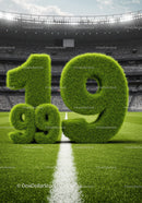 Green Grass Numbers Displayed On Soccer Stadium Field