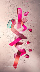 Pink Glass Strips and Debris Abstract Art for Creative Design