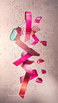 Pink Glass Strips and Debris Abstract Art for Creative Design