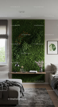 Modern Indoor Green Wall with Lush Foliage for Stylish Home Decor