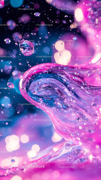 Vivid Water Splash with Pink and Blue Colors in Dynamic Abstract Scene