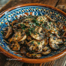 Delicious Sautéed Mushrooms with Herbs in a Colorful Ceramic Bowl