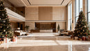 Modern Spacious Lobby Decorated with Christmas Trees