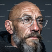 Thoughtful Portrait of a Mature Man with Glasses and a Beard
