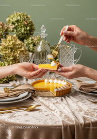 Elegant Lemon Tart and Pastry Dessert Service with Floral Decor