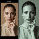 Before and after BW Portraits Green LUT Pack effect