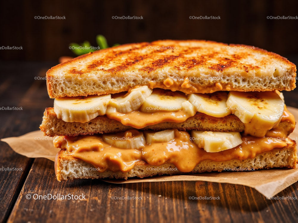 Grilled Peanut Butter and Banana Sandwich on Toasted Bread