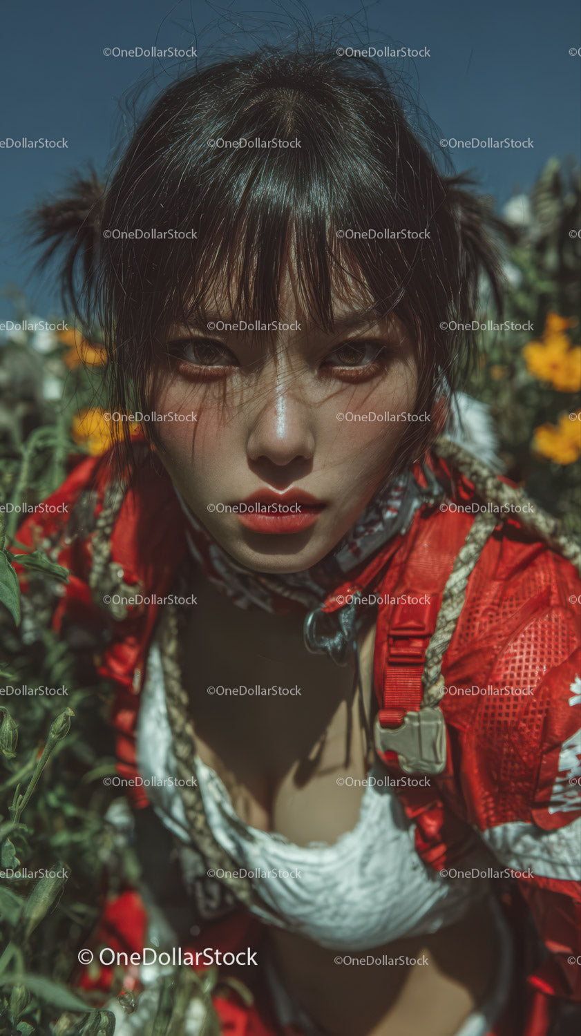 Bold Fashion Portrait of a Woman with Wet Hair in Nature