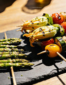 Grilled vegetable skewers with fresh asparagus and zucchini