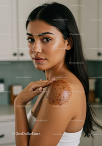 Confident Young Woman with Shoulder Tattoo and Clear Skin