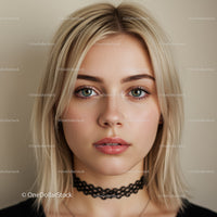 Portrait of a Young Woman with Blonde Hair and Blue Eyes