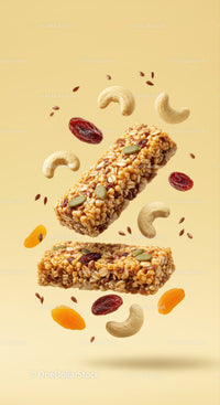 Healthy granola bars with nuts and dried fruit mix