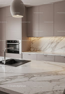 Contemporary Kitchen with Marble Countertops and Gray Cabinets
