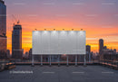Modern City Skyline with Sunset and Skyscrapers